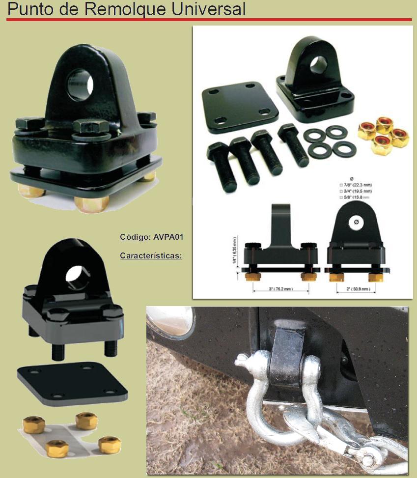 Parque 4x4 - Ganchos porta grilletes, ganchos militares, punto de remolque,  punto de tiro.